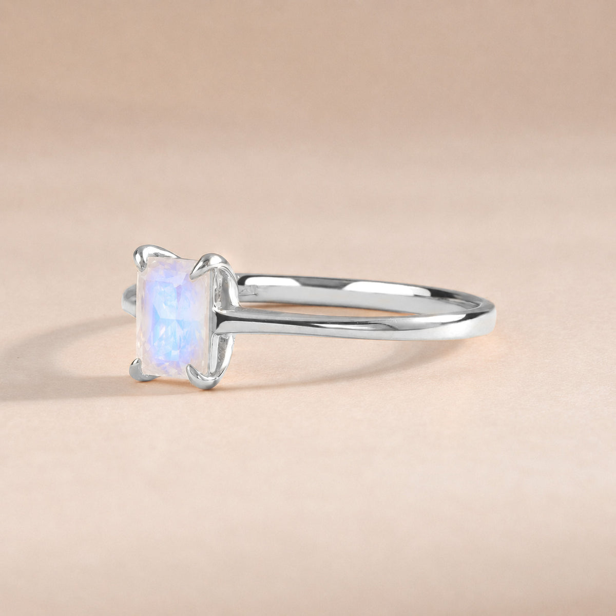 Solene White Gold Moonstone Solitaire Ring