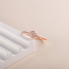 Women Dainty 18k Rose Gold Vermeil Silver CZ Promise Ring for Her
