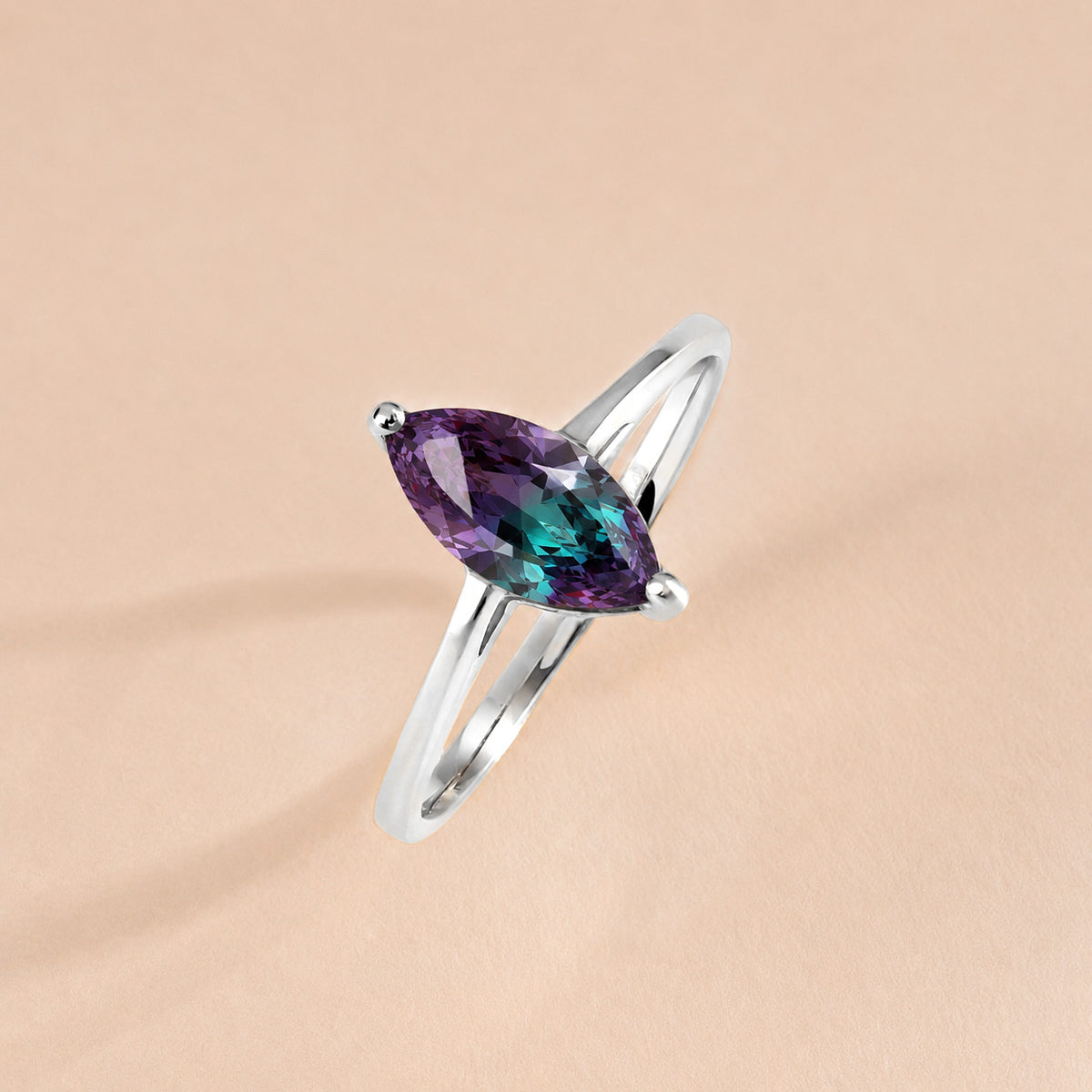 Nyra White Gold Alexandrite Marquise Solitaire Ring