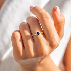 Celeste Yellow Gold Sapphire Halo Ring