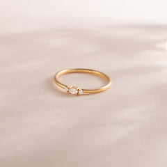 Dainty 18k Yellow Gold Vermeil Silver 3 Stone Oval CZ Promise Ring for Her