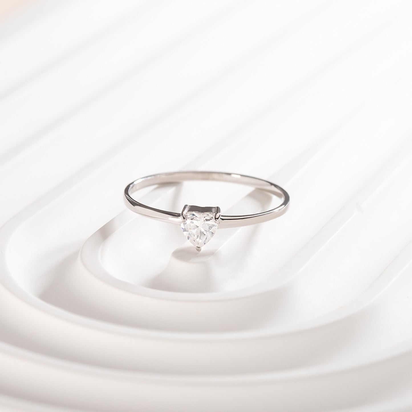 Dainty & Elegant 925 Sterling Silver Heart CZ Promise Ring for Her