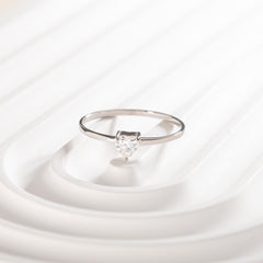 Dainty & Elegant 925 Sterling Silver Heart CZ Promise Ring for Her