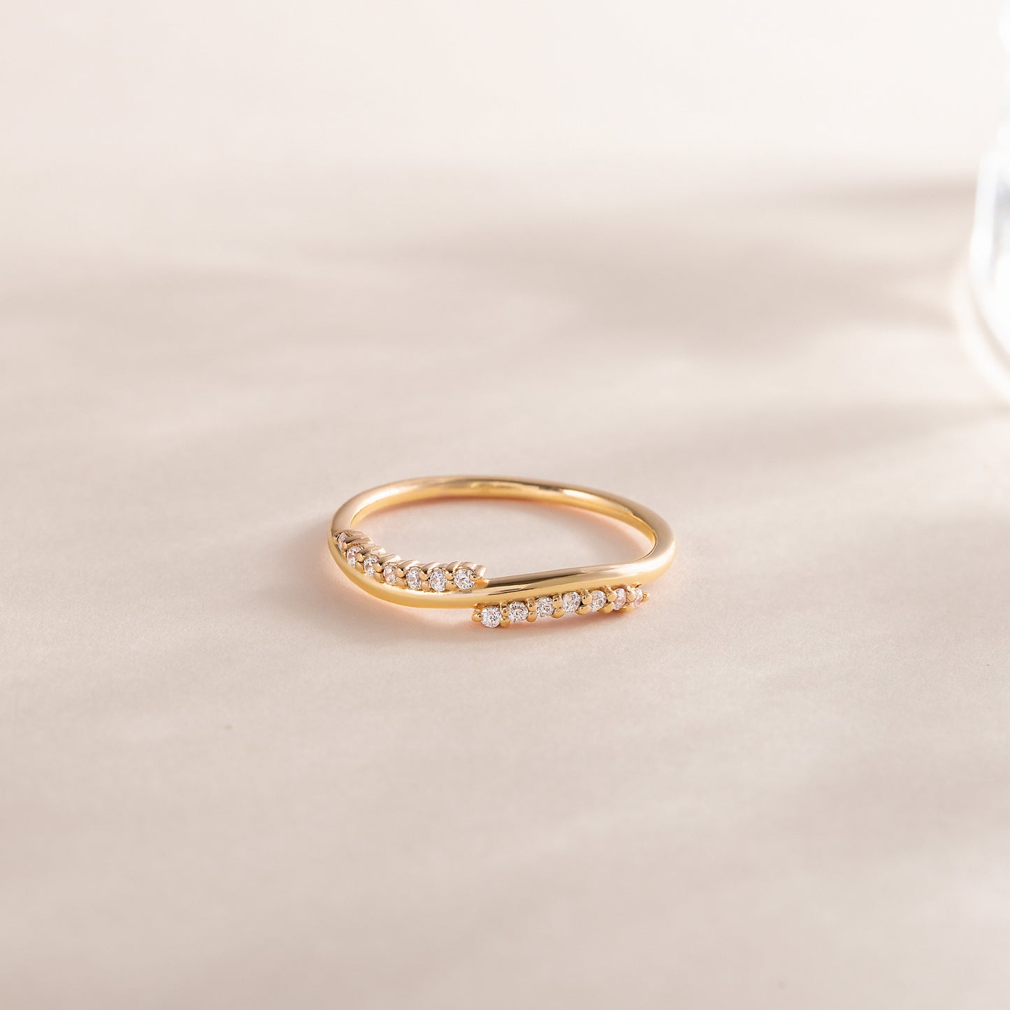 Women Minimalist 18K Gold Vermeil Silver CZ Wedding Band