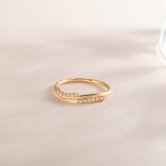 Women Minimalist 18K Gold Vermeil Silver CZ Wedding Band