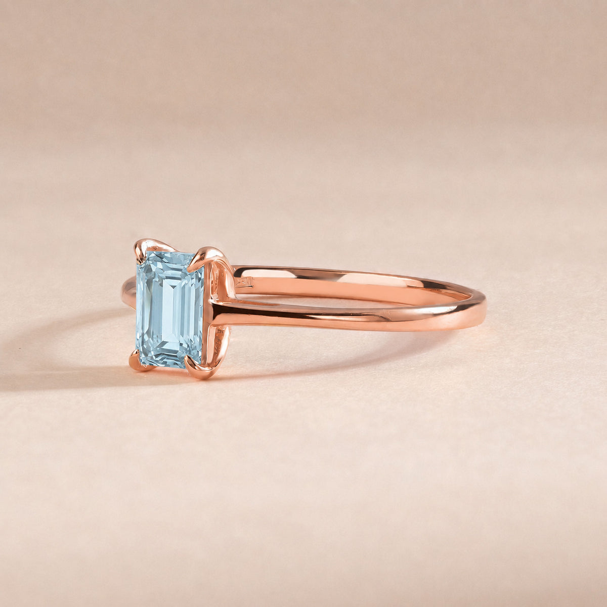 Solene Rose Gold Aquamarine Solitaire Ring