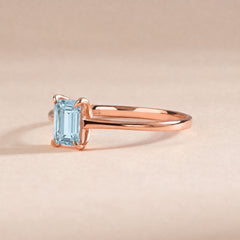 Solene Rose Gold Aquamarine Solitaire Ring