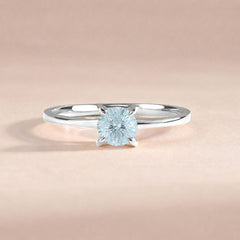 Elira White Gold Aquamarine Round Solitaire Ring