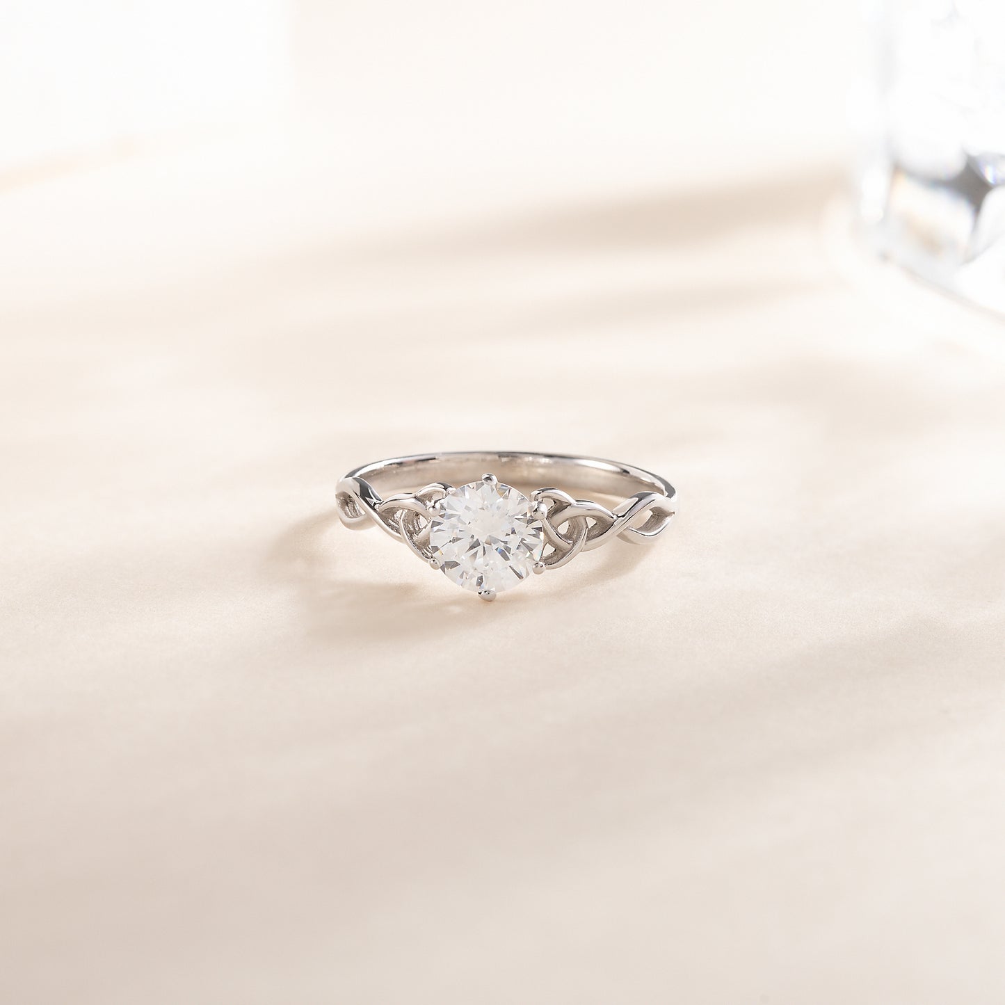 Women Celtic Knot 925 Sterling Silver Solitaire CZ Engagement Ring