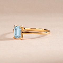 Solene Yellow Gold Aquamarine Solitaire Ring