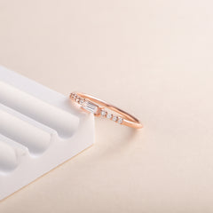 Minimalist Dainty 18K Rose Gold Vermeil Baguette CZ Engagement Ring