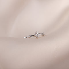 Unique Minimalist & Delicate 925 Sterling Silver CZ Floral Promise Ring for Her