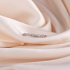 Women Minimalist 925 Sterling Silver Half Eternity CZ Wedding Band