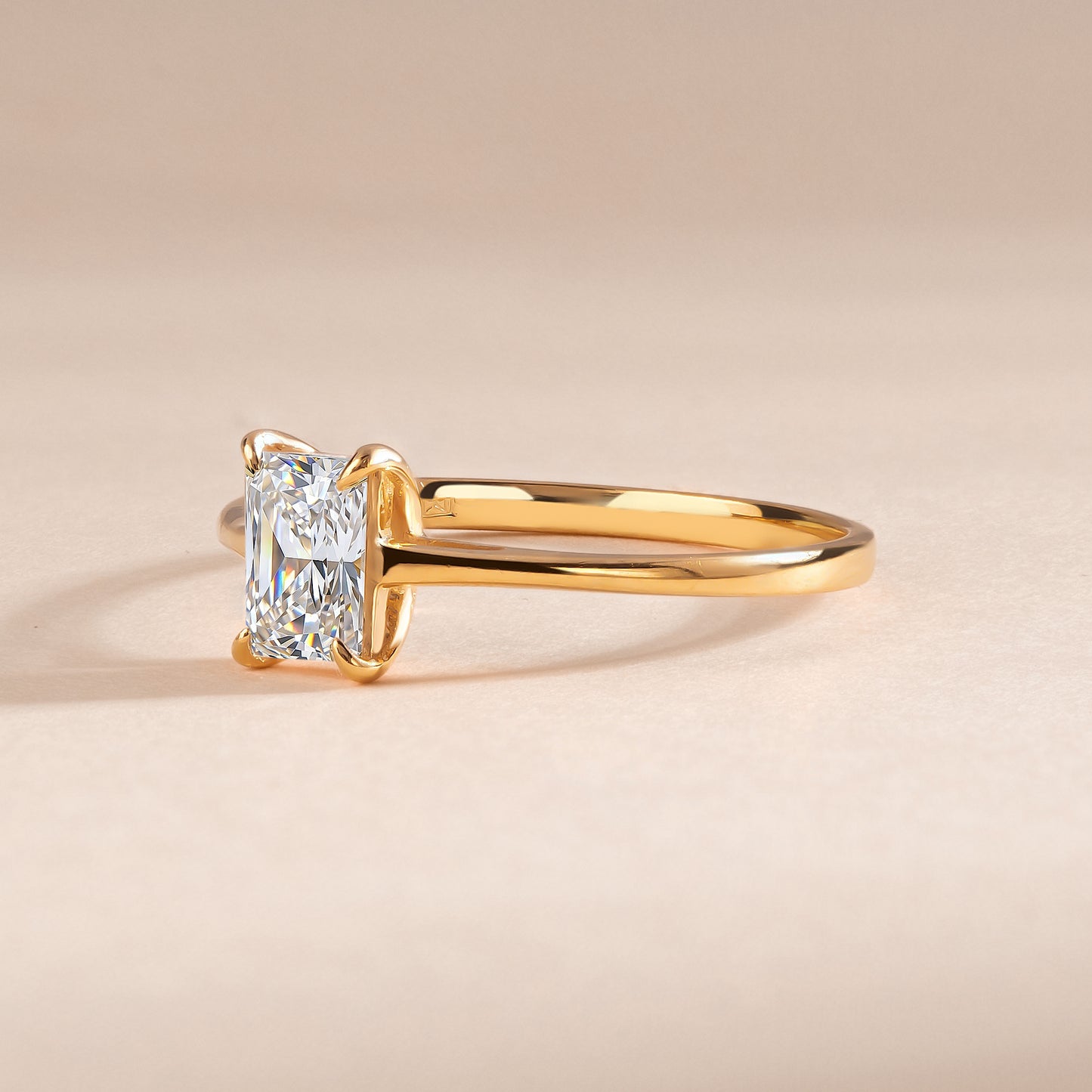 Delicate Solitaire 18k Yellow Gold Vermeil Baguette Cut CZ Engagement Ring for Her