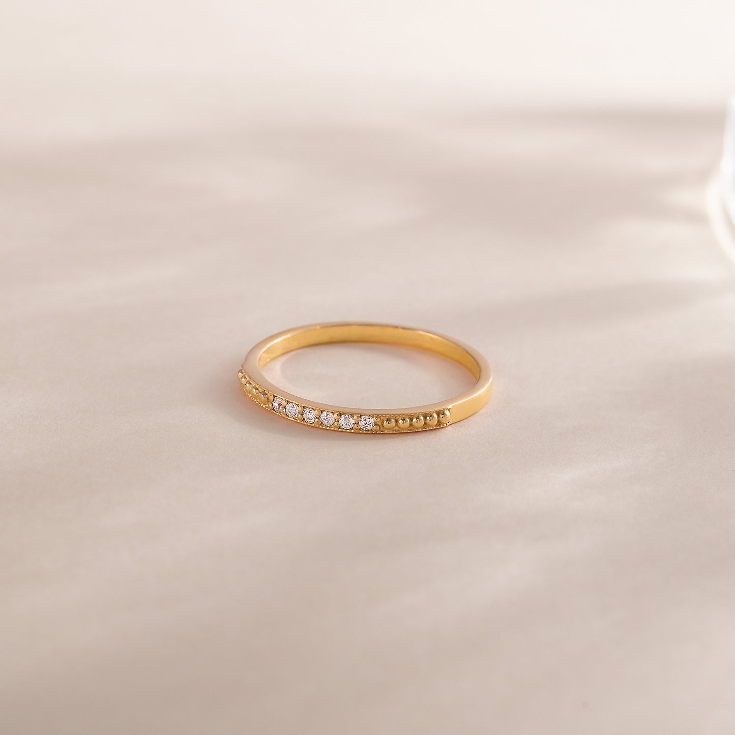 Women Dainty 18K Gold Vermeil Silver CZ Promise Ring of Stacking Ring