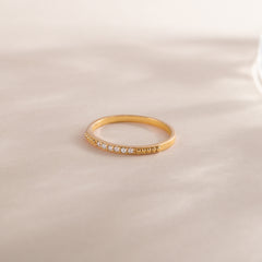 Women Dainty 18K Gold Vermeil Silver CZ Promise Ring of Stacking Ring