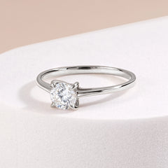 Dainty Minimalist 925 Sterling Silver Solitaire CZ Promise Ring for Her