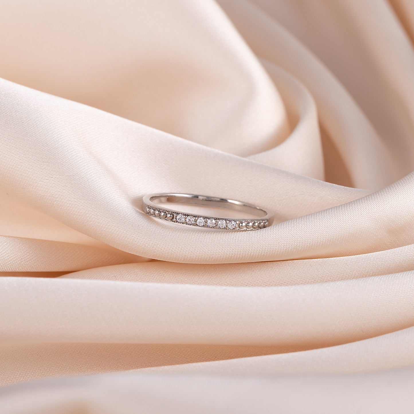 Women Minimalist 925 Sterling Silver Half Eternity CZ Stackable Wedding Band