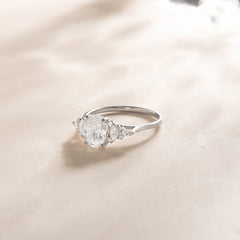 Vintage Style Art Deco 925 Sterling Silver Oval & Marquise Cut Cubic Zirconia Engagement Ring