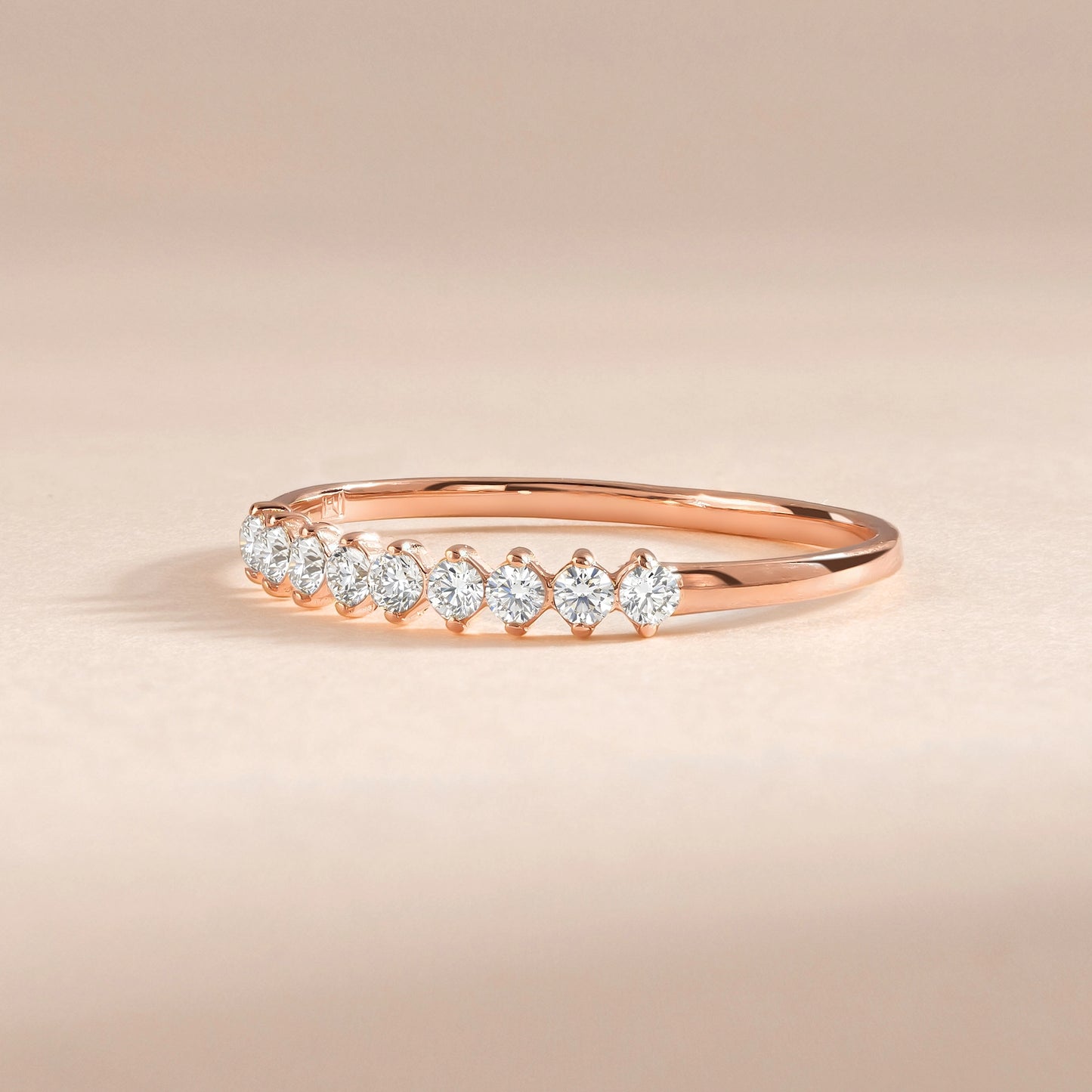 Woman Delicate Cubic Zirconia 18k Rose Gold Vermeil Wedding Band