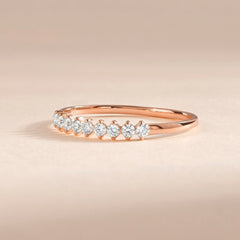 Woman Delicate Cubic Zirconia 18k Rose Gold Vermeil Wedding Band