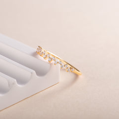 Dainty 18k Yellow Gold Vermeil Cluster CZ Wedding Band or Stacking Ring