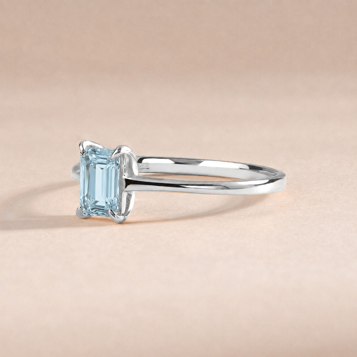 Solene White Gold Aquamarine Solitaire Ring