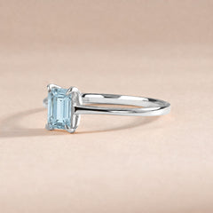 Solene White Gold Aquamarine Solitaire Ring