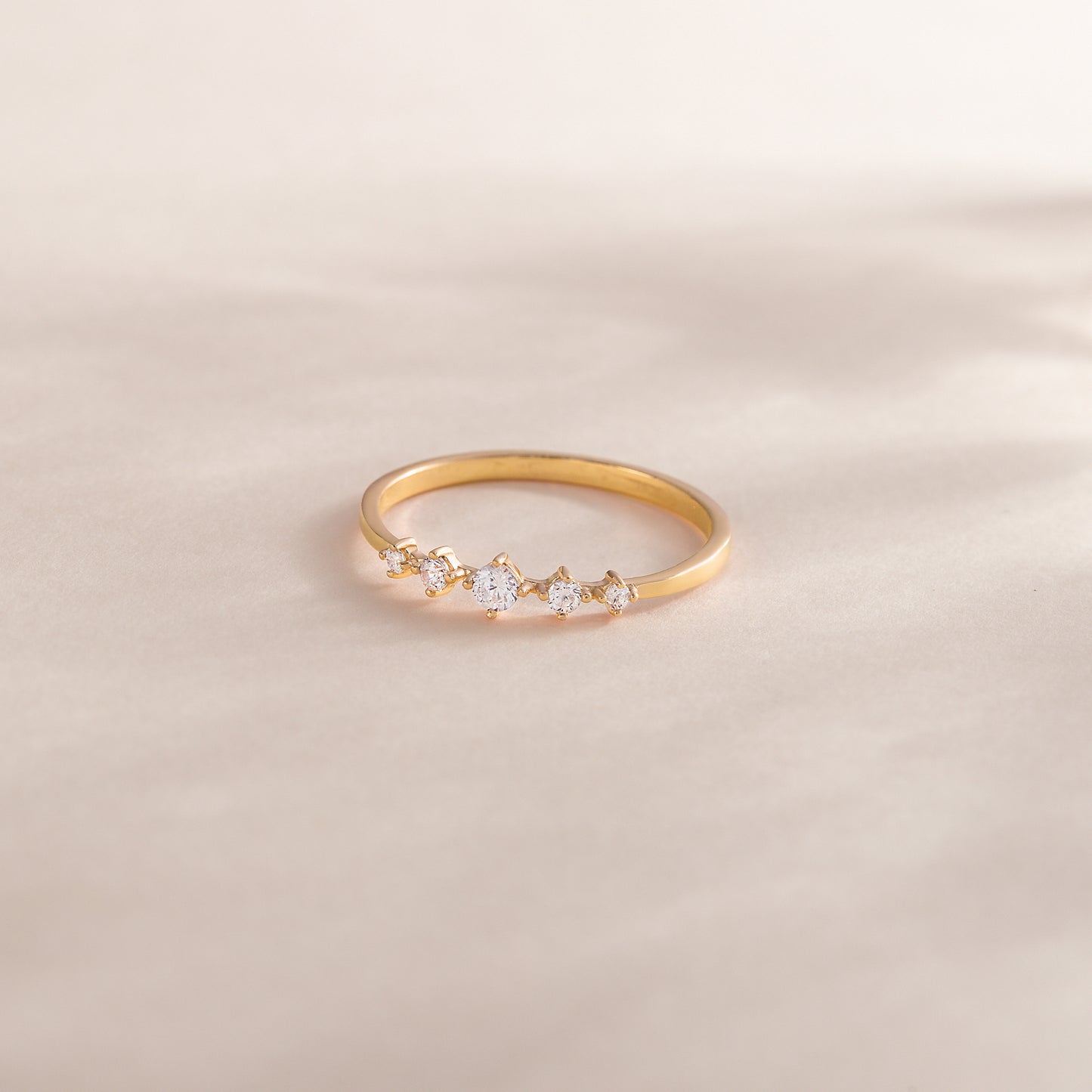 Minimalist Dainty 18K Yellow Gold Vermeil CZ Promise Ring for Her