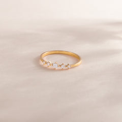 Minimalist Dainty 18K Yellow Gold Vermeil CZ Promise Ring for Her