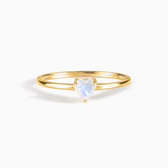 Evania Yellow Gold Moonstone Heart Ring