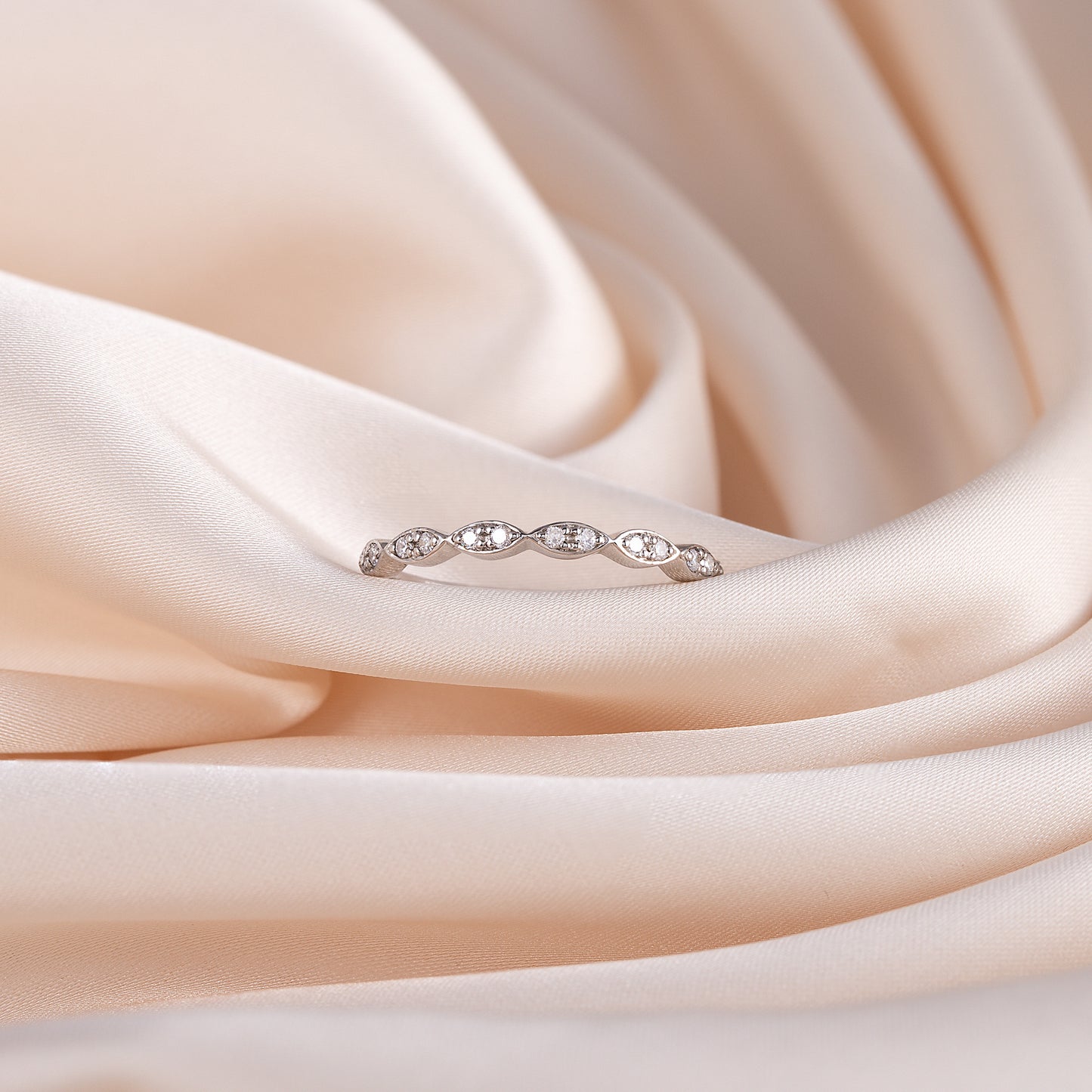 Women Dainty & Elegant 925 Sterling Silver Half Eternity CZ Wedding Band