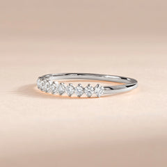 Minimalist Dainty 925 Sterling Silver Half Eternity CZ Stacking Ring for Her