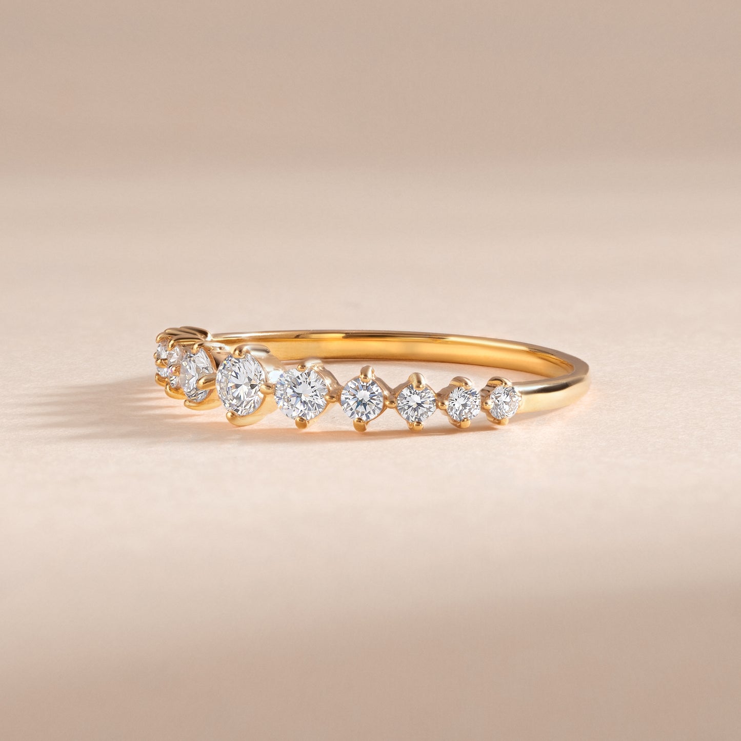 Delicate Half Eternity 18k Yellow Gold Vermeil Wedding Band with Cubic Zirconia