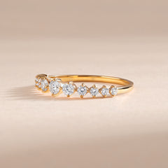 Delicate Half Eternity 18k Yellow Gold Vermeil Wedding Band with Cubic Zirconia