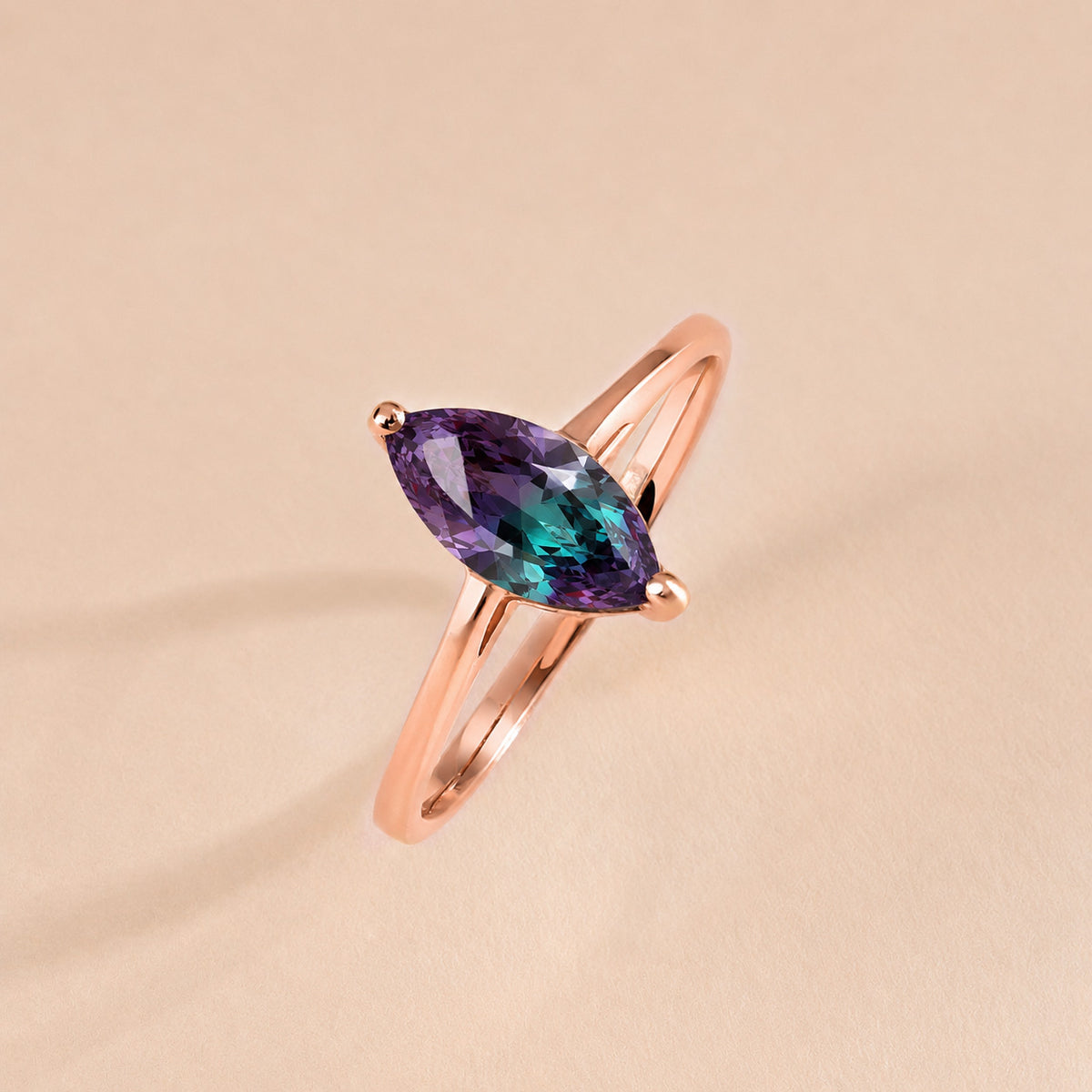 Nyra Rose Gold Alexandrite Marquise Solitaire Ring
