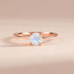 Elira Rose Gold Moonstone Round Solitaire Ring