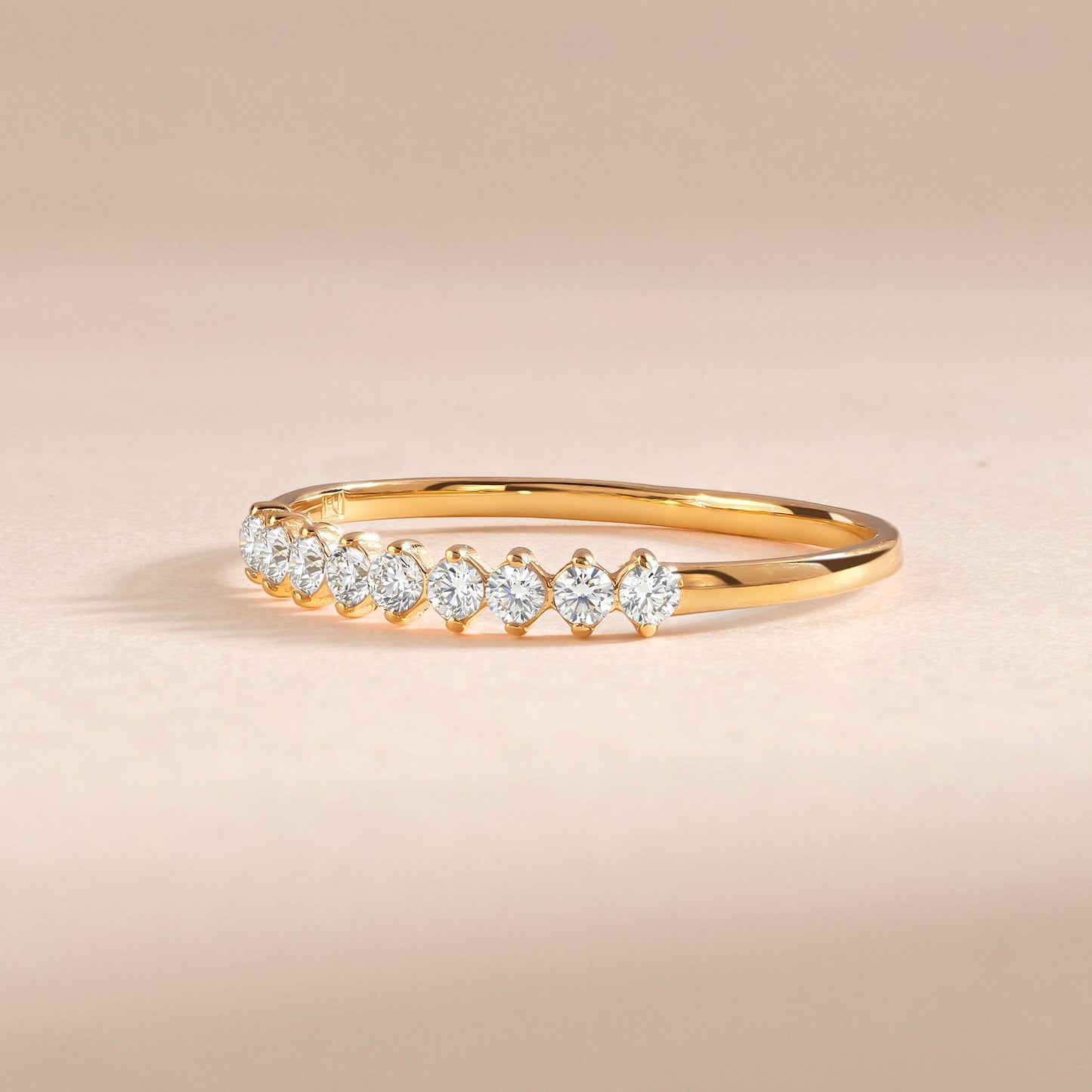 Delicate Cubic Zirconia 18k Yellow Gold Vermeil Wedding Band for Her
