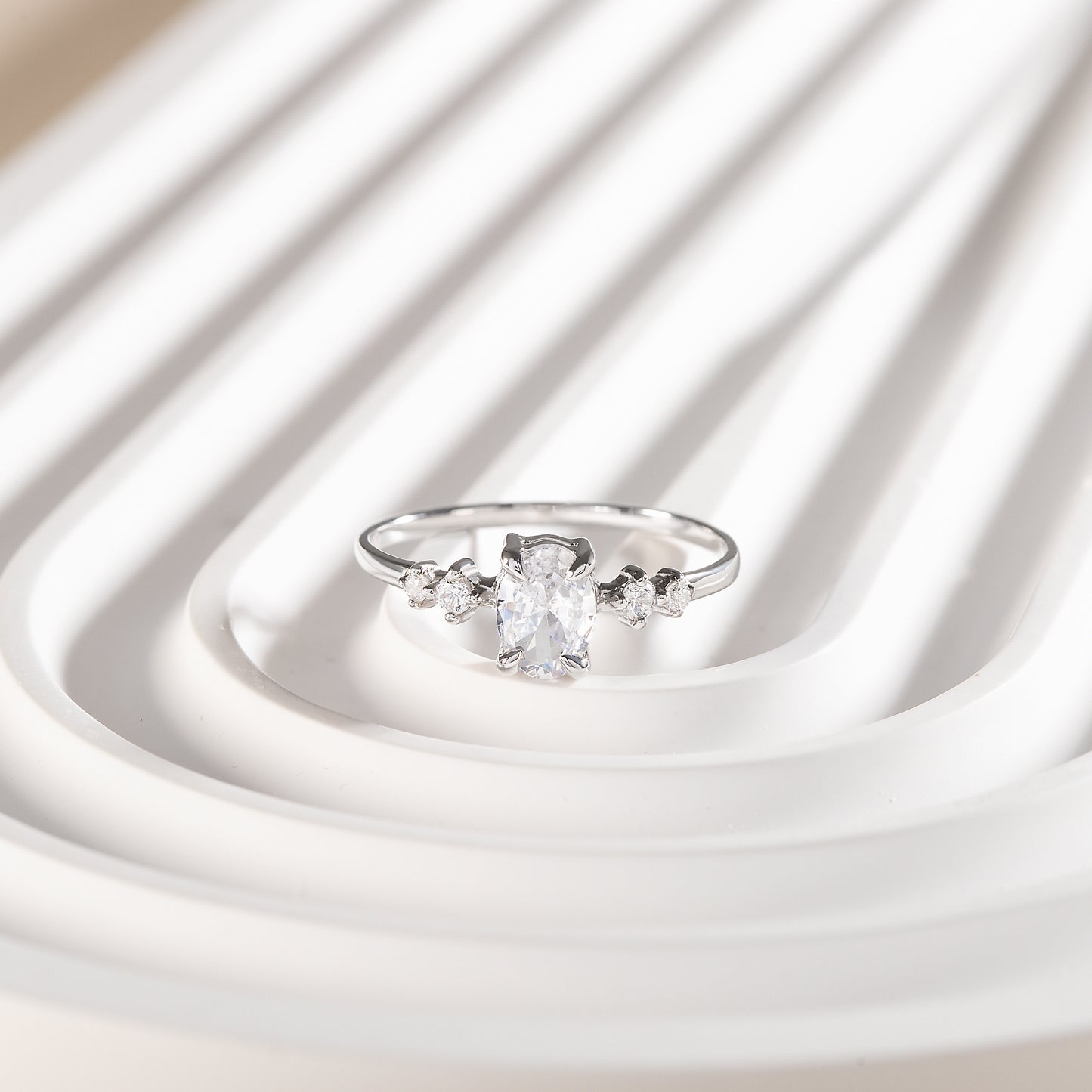 Dainty Minimalist 925 Sterling Silver Oval Cut Cubic Zirconia Promise Ring for Her