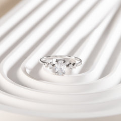 Dainty Minimalist 925 Sterling Silver Oval Cut Cubic Zirconia Promise Ring for Her
