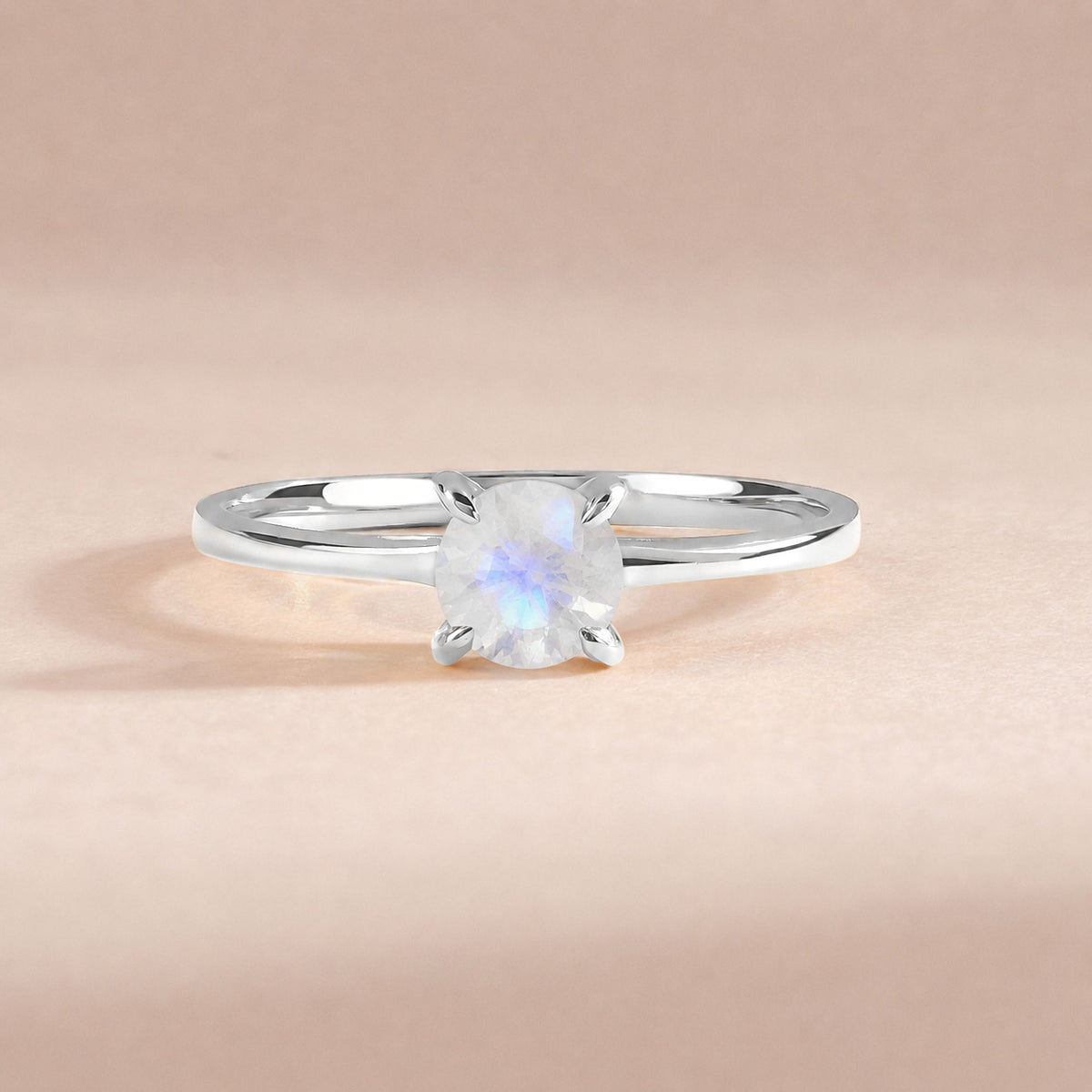 Elira White Gold Moonstone Round Solitaire Ring