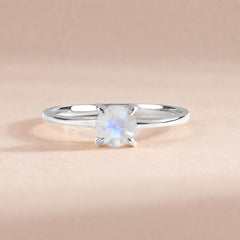 Elira White Gold Moonstone Round Solitaire Ring
