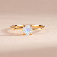 Elira Yellow Gold Moonstone Round Solitaire Ring
