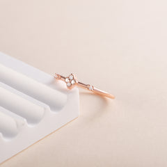 Dainty Minimalist 18K Rose Gold Vermeil Silver Clover CZ Promise Ring for Her