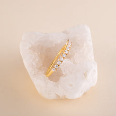 Women Dainty 18K Yellow Gold Vermeil Silver CZ Promise Ring