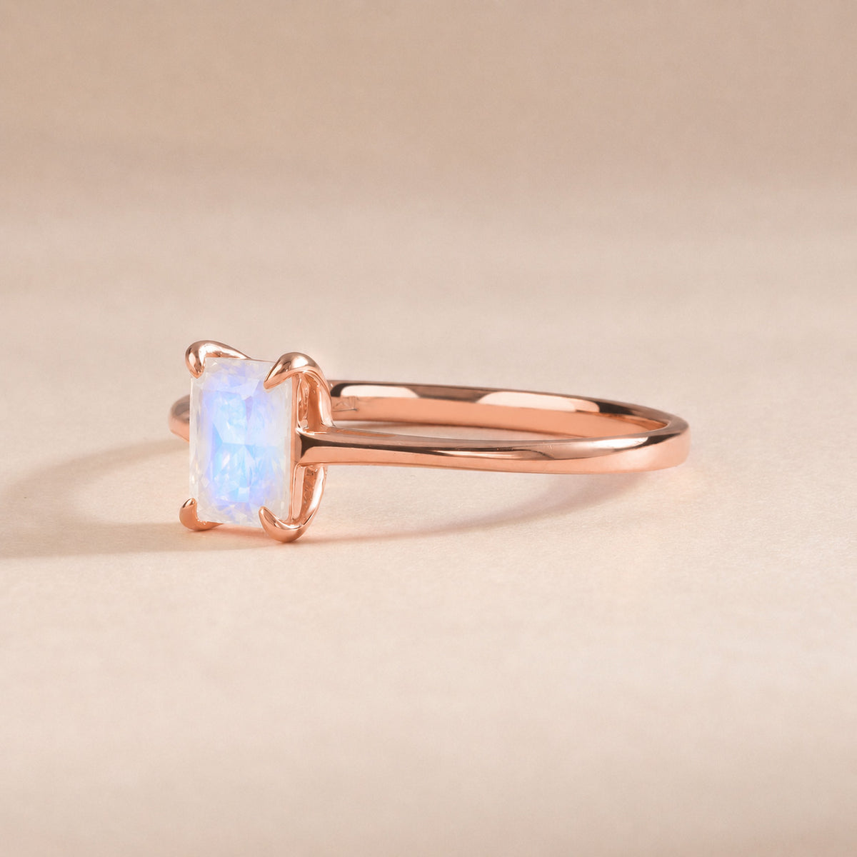 Solene Rose Gold Moonstone Solitaire Ring