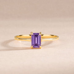 Solene Yellow Gold Amethyst Solitaire Ring