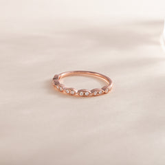 Minimalist 18k Rose Gold Vermeil Half Eternity CZ Wedding Band or Stacking Ring