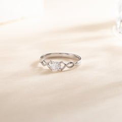 Dainty Minimalist 925 Sterling Silver Solitaire CZ Heart Promise Ring for Her