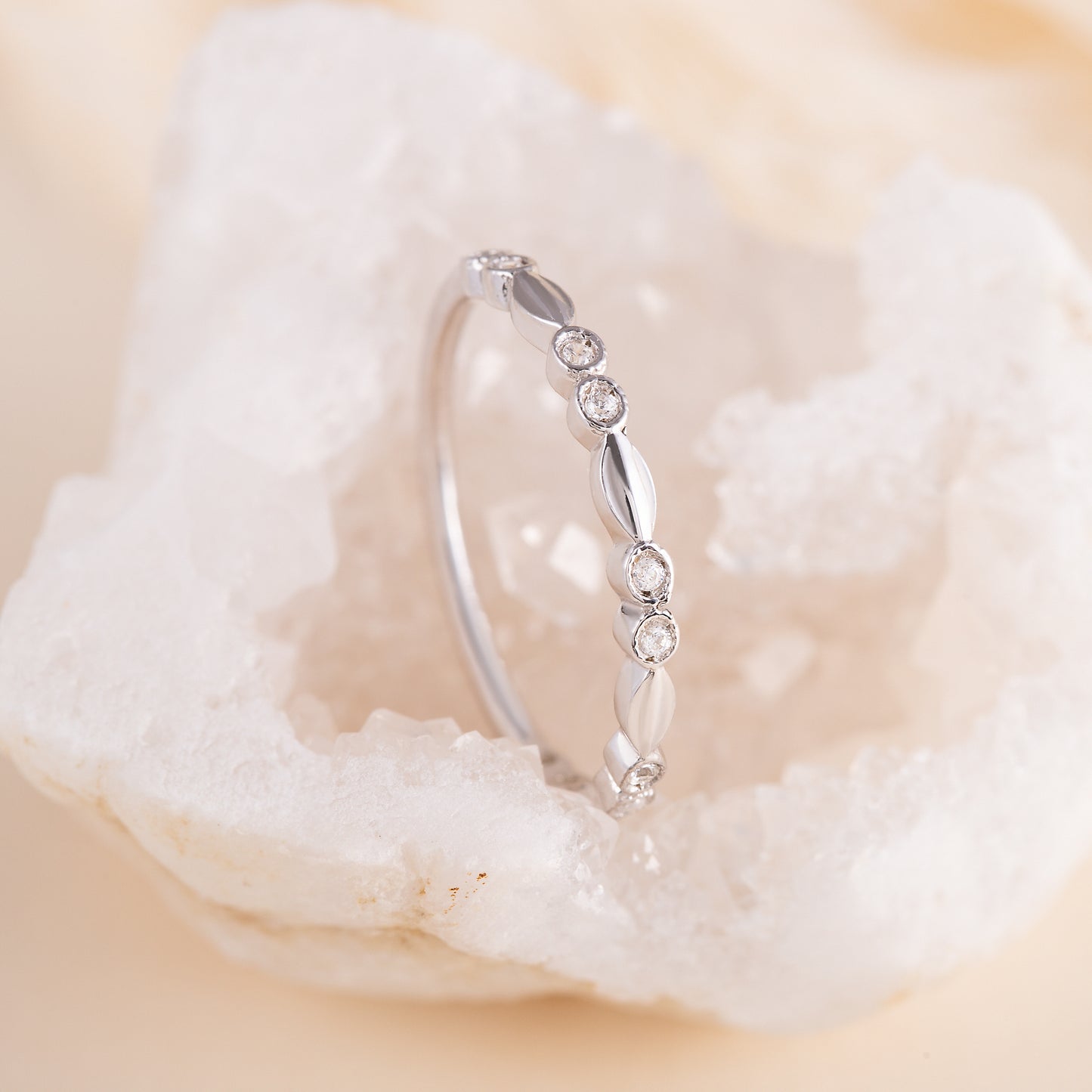 Women Minimalist Delicate 925 Sterling Silver CZ Promise Ring or Stacking Ring